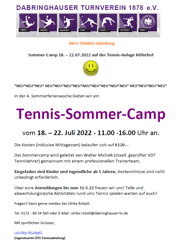 Sommer Camp Tennis 2022